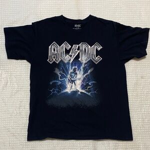 AC/DC Black glitter Blue Lightning Graphic Tee